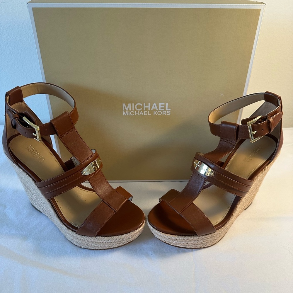Michael Kors Brown Wedge Sandals